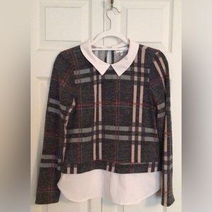Plaid Dark Grey Sweater